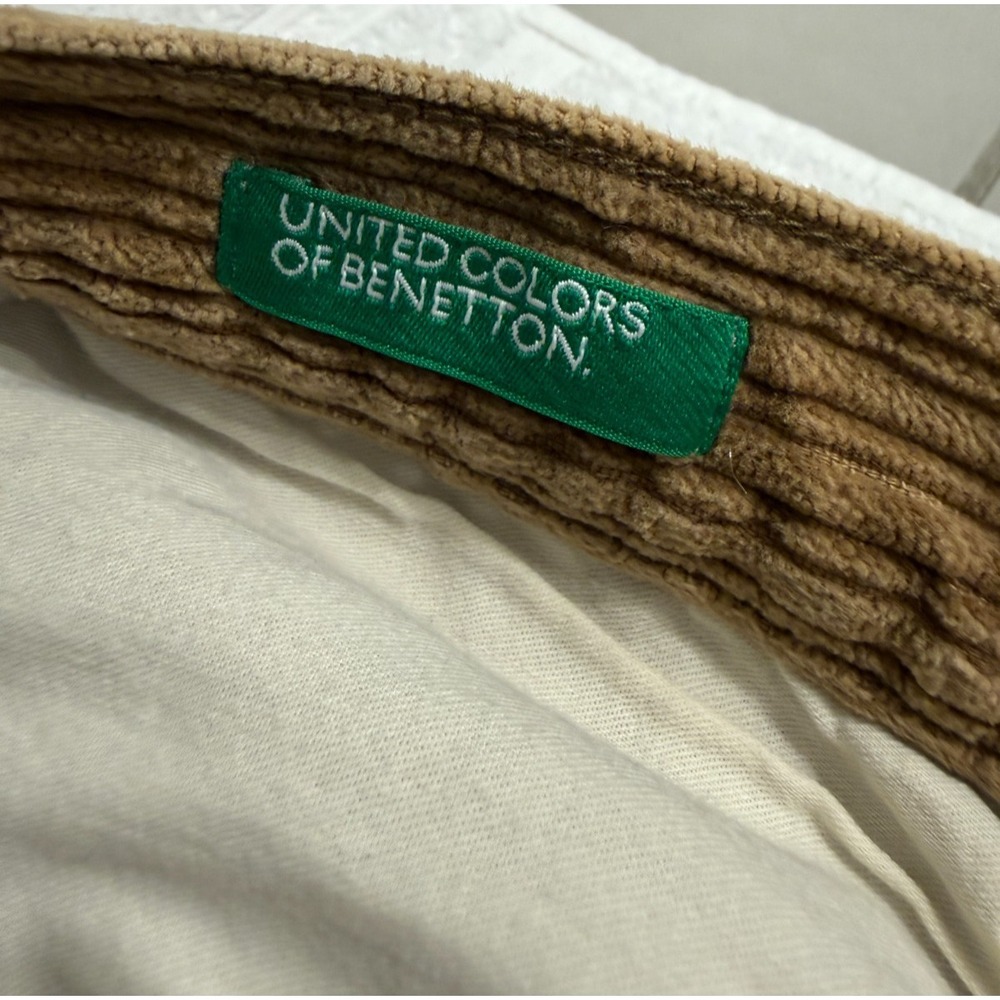 Benetton Corduroy Pants Mens 28x28 Tan Brown Italy Vintage Academia Old Money - Picture 6 of 14